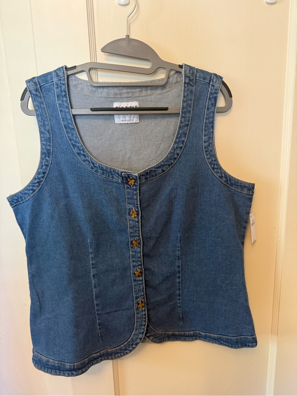 Old Navy Women's Medium Blue Denim Button-Front Tank